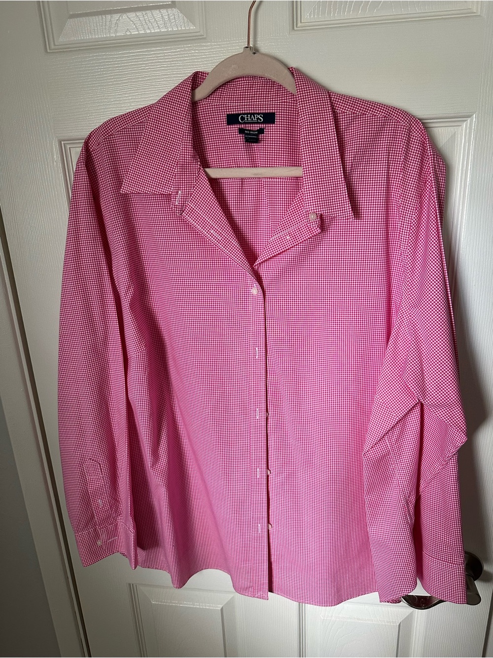 Chaps Women’s Pink Micro-Check Button-Down Shirt